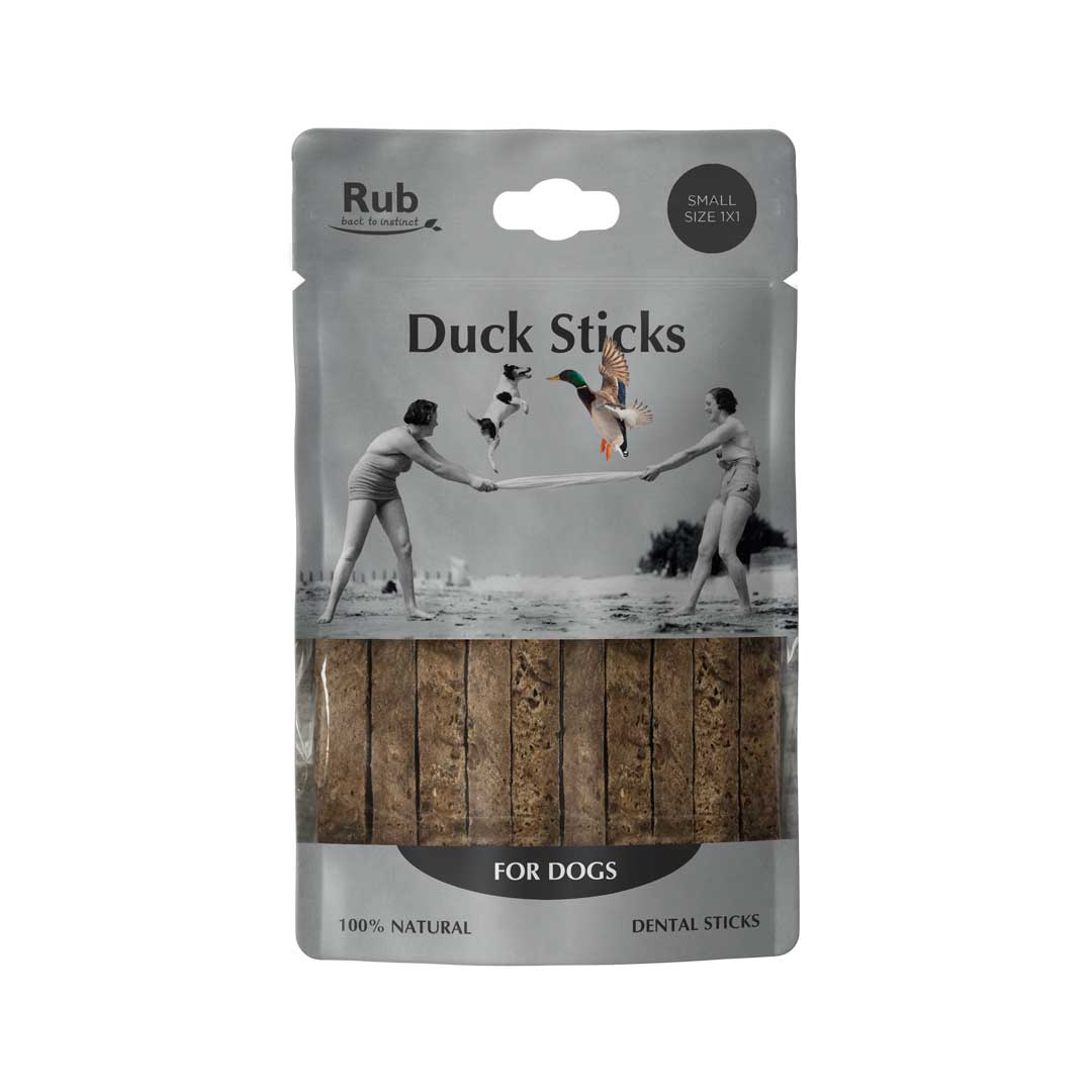 Rub Dental Stick de Pato para Cães 100g - Tamanho Pequeno 1x1 - 100% Naturais