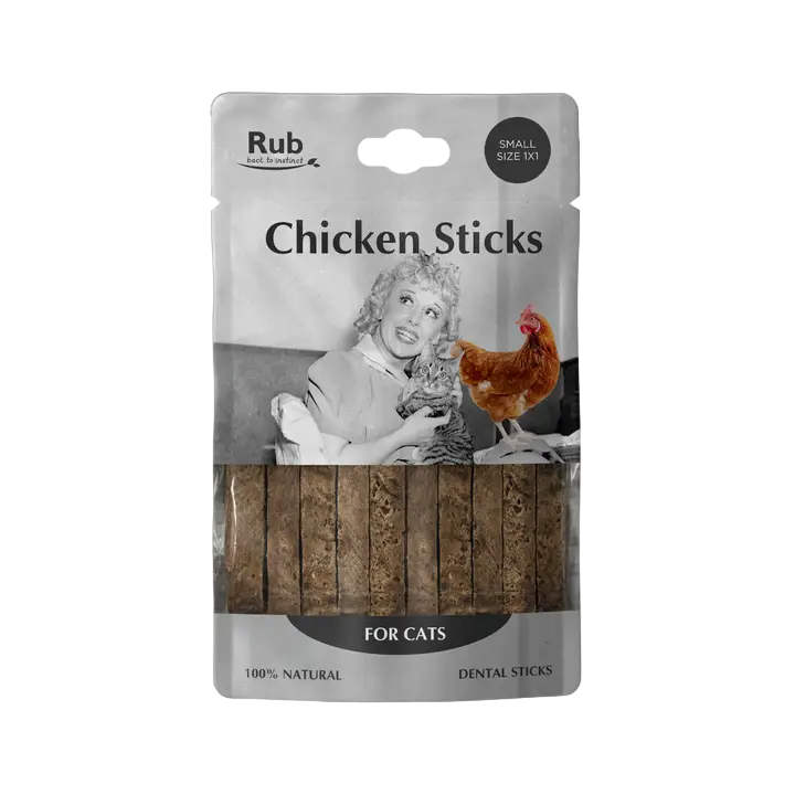 Rub Dental Stick de Frango para Gatos 100g - Tamanho Pequeno 1x1 - 100% Naturais